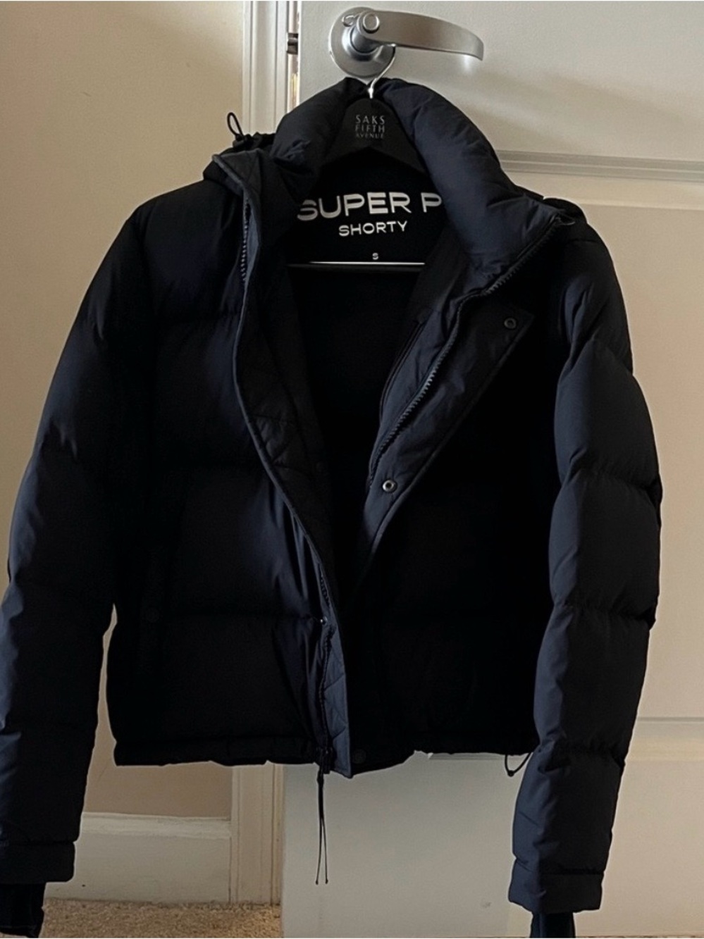 Saks Fifth Avenue Black Short Cropped Puffer Jacket